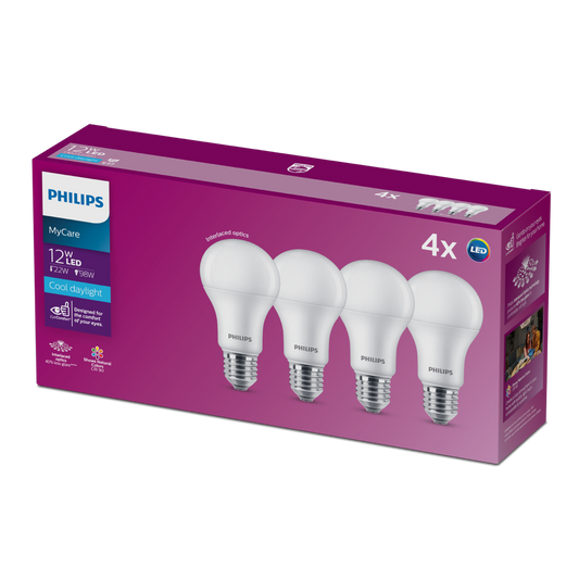 PHILIPS LED Bulb 13W/12W Daylight 4 Value Pack A60