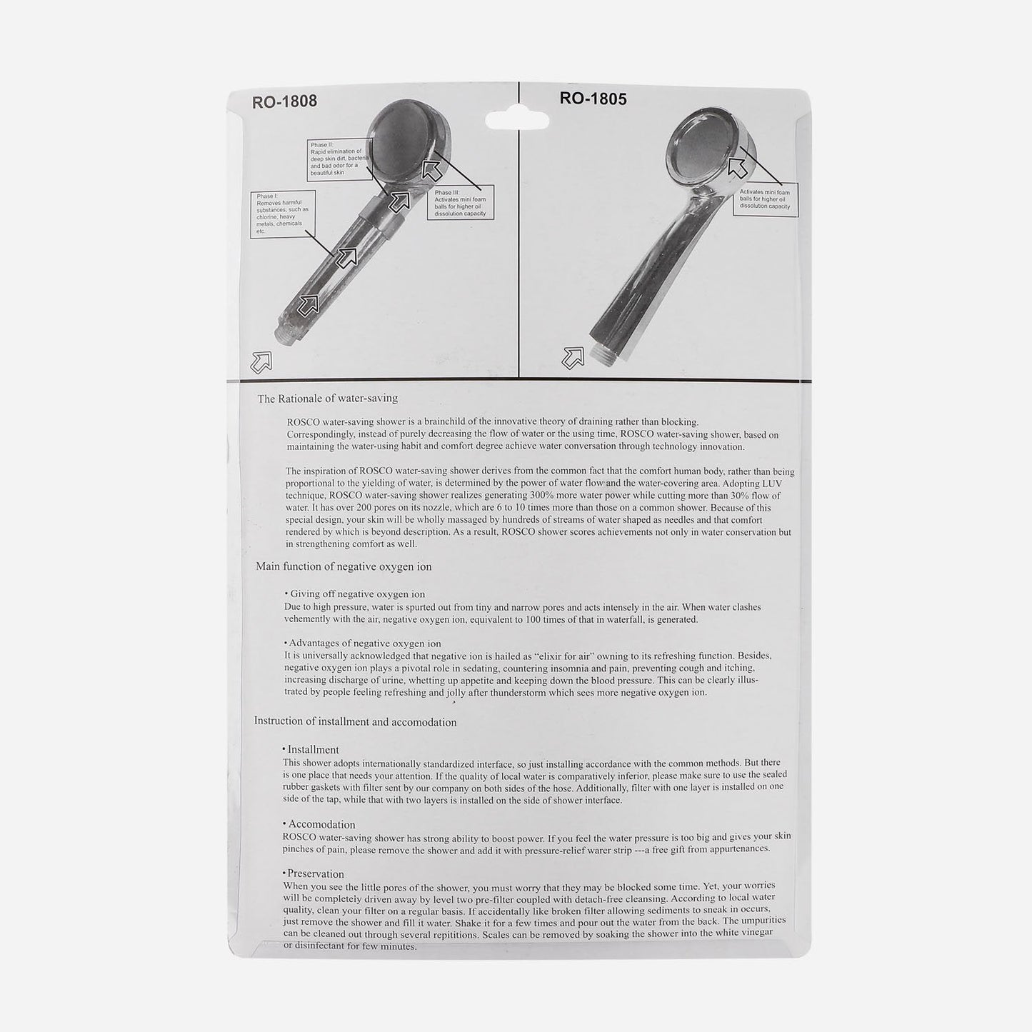 ROSCO Water Saving Telephone Shower Set (RO-1808)