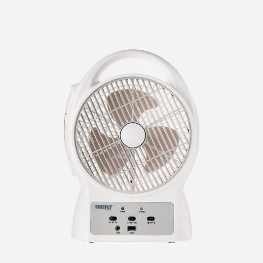FIREFLY 8" Oscillating 3-Speed Fan with USB Mobile Phone Charger & 24 LED Desk Lamp