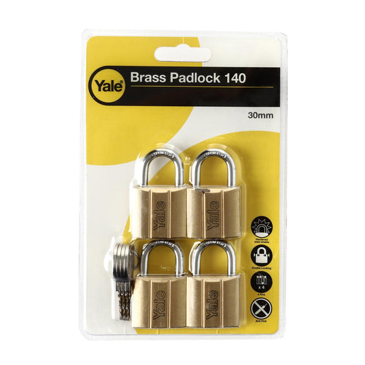 YALE 30mm Solid Brass Padlock with 4Pcs. Key