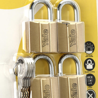 YALE 30mm Solid Brass Padlock with 4Pcs. Key