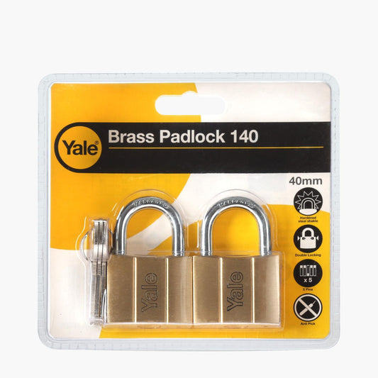 YALE 40mm Brass Padlock (2-Pack)