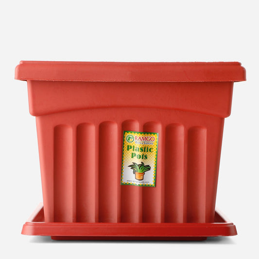 RAMGO Plastic Pot and Saucer - Square