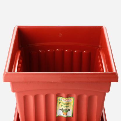 RAMGO Plastic Pot and Saucer - Square