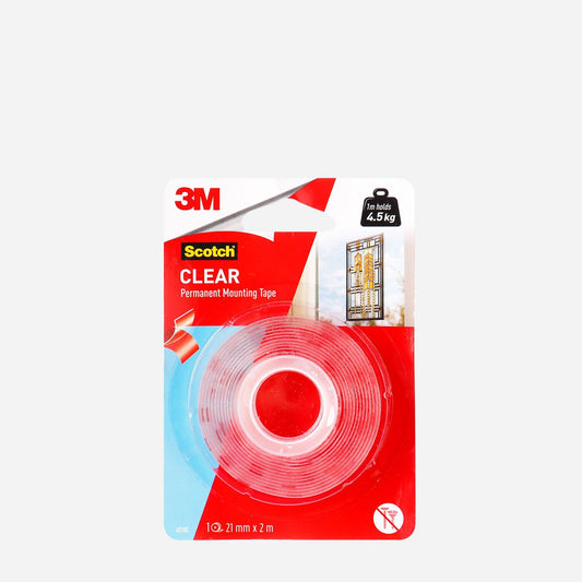 3M 21mmx2m Clear Permanent Mounting Tape