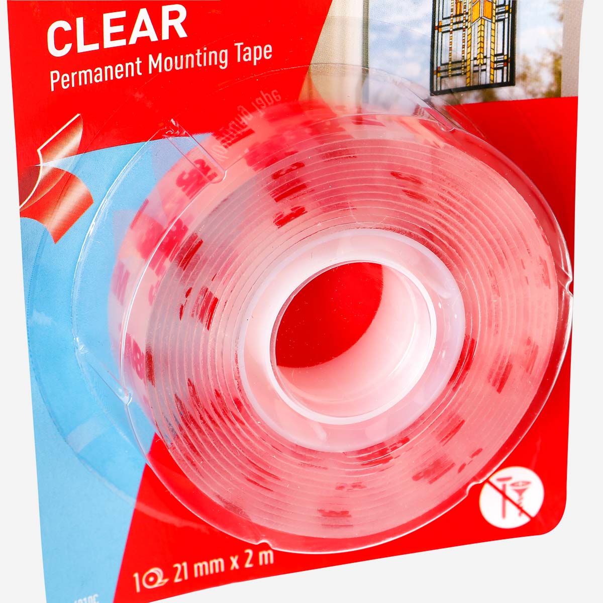 3M 21mmx2m Clear Permanent Mounting Tape