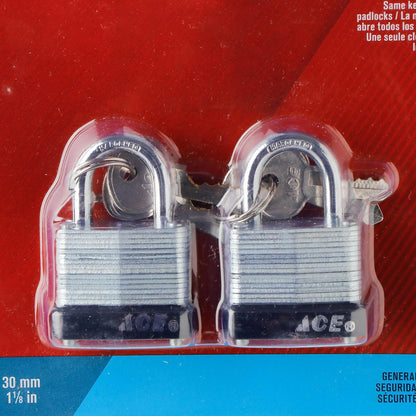 ACE 30mm Laminated Padlock Set  - 2pcs.