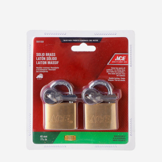 ACE 40mm Solid Brass Padlock Pack