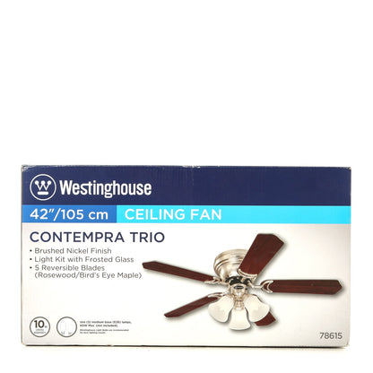 WESTINGHOUSE 42in./105cm Contempra Trio Ceiling Fan (Rosewood/Bird's Eye Maple)