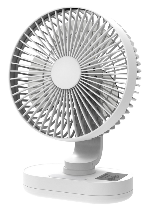 AKARI 8" Rechargeable LED Fan with Light - White (ARF-8008)