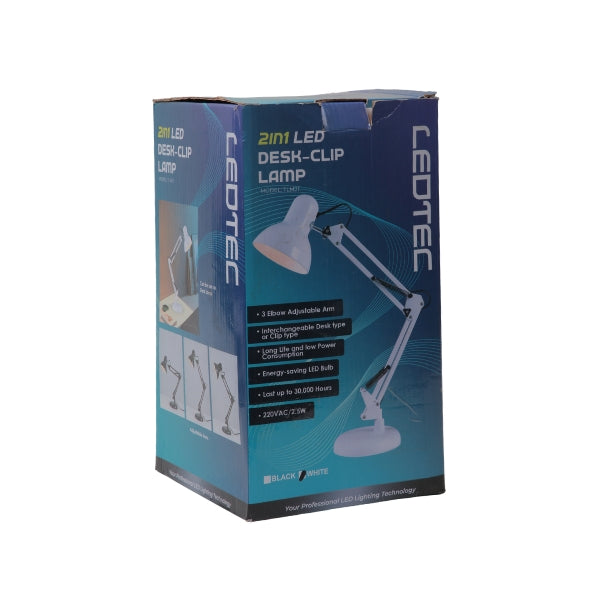 LEDTEC 2in1 Led Desk-Clip Lamp - White