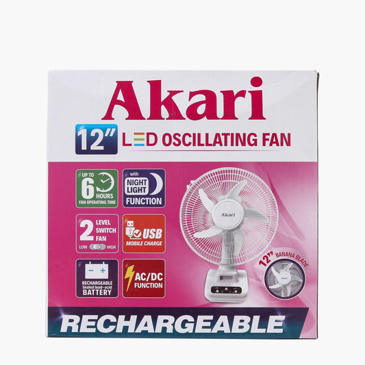 AKARI 12" LED Oscillation Rechargeable Fan (ARF 5313F)