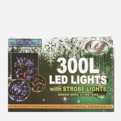 YULETIDE FANTASY 21m 300 Strobe LED Christmas Lights - Multicolored
