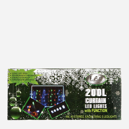 YULETIDE FANTASY 4m 200 Curtain LED Christmas Lights - Warm White