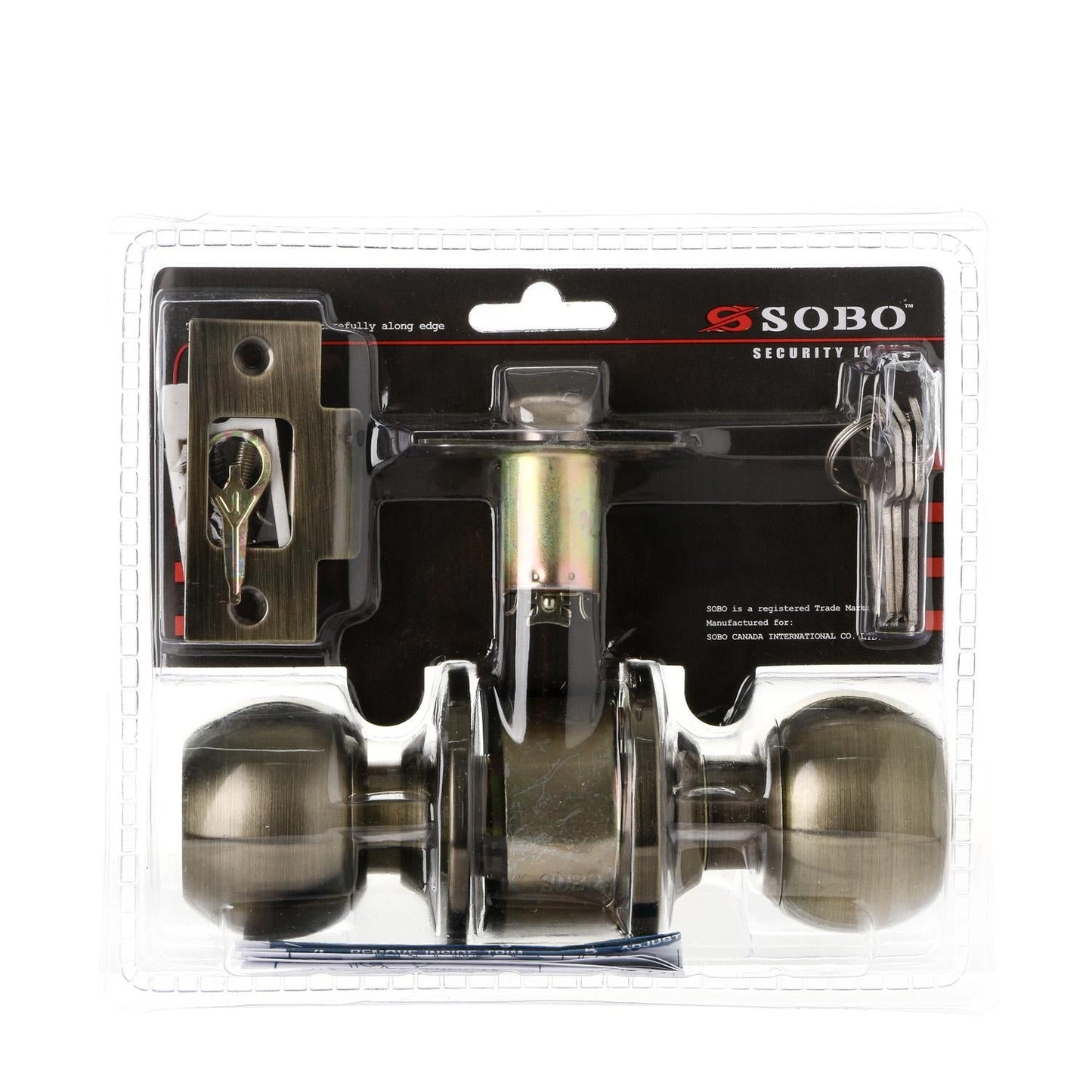 SOBO Antique Brass Entrance Doorknob Lock Set