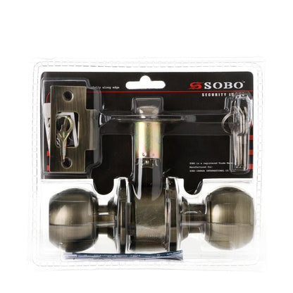SOBO Antique Brass Entrance Doorknob Lock Set