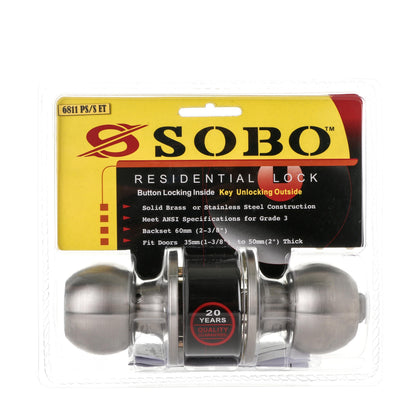 SOBO Stainless Steel Entrance Doorknob Lock Set