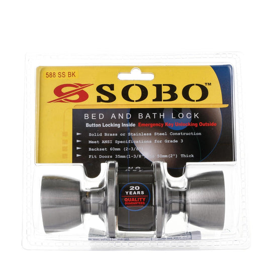 SOBO Stainless Steel Bed and Bath Doorknob Lock Set