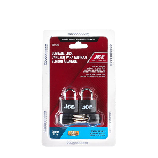 ACE 20mm Solid Brass Luggage lock 2pk