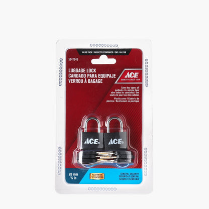 ACE 20mm Solid Brass Luggage lock 2pk