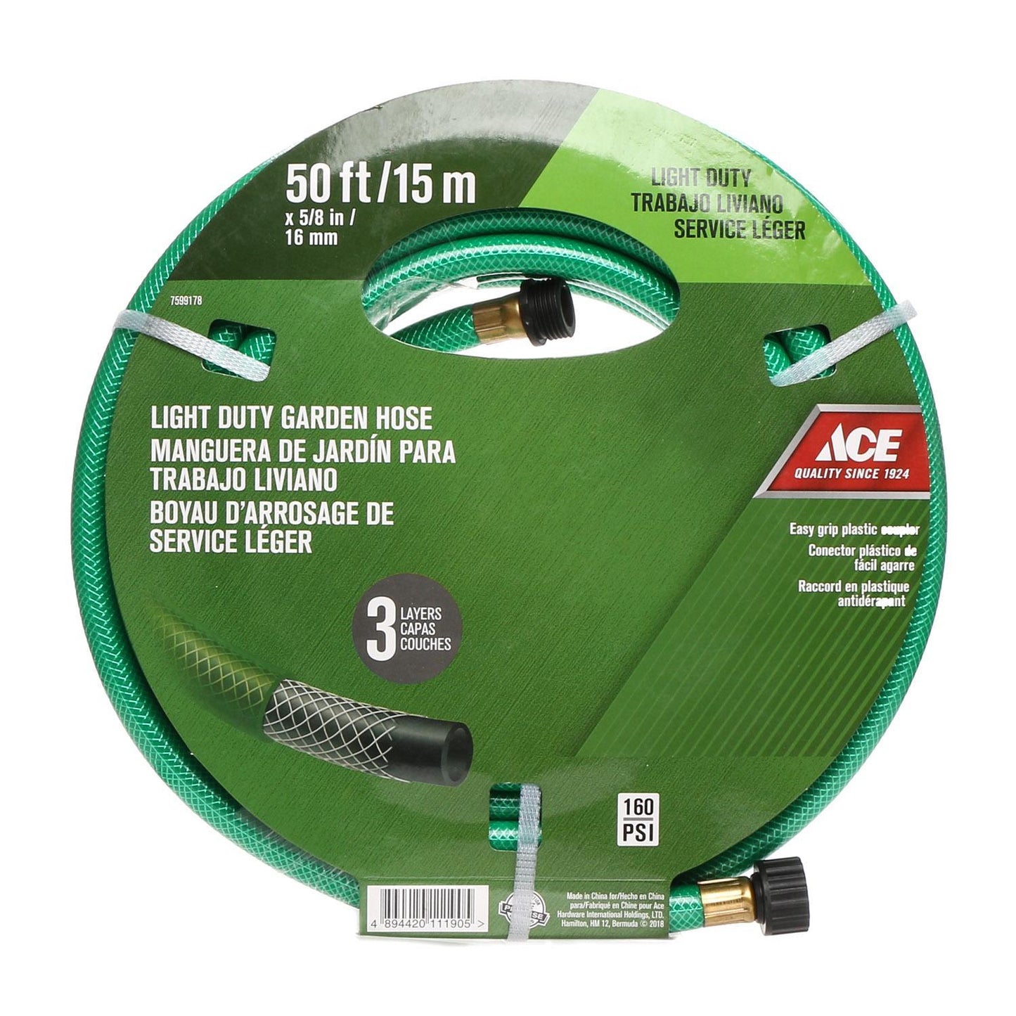 ACE 50ft.x5/8" Light Duty Garden Hose