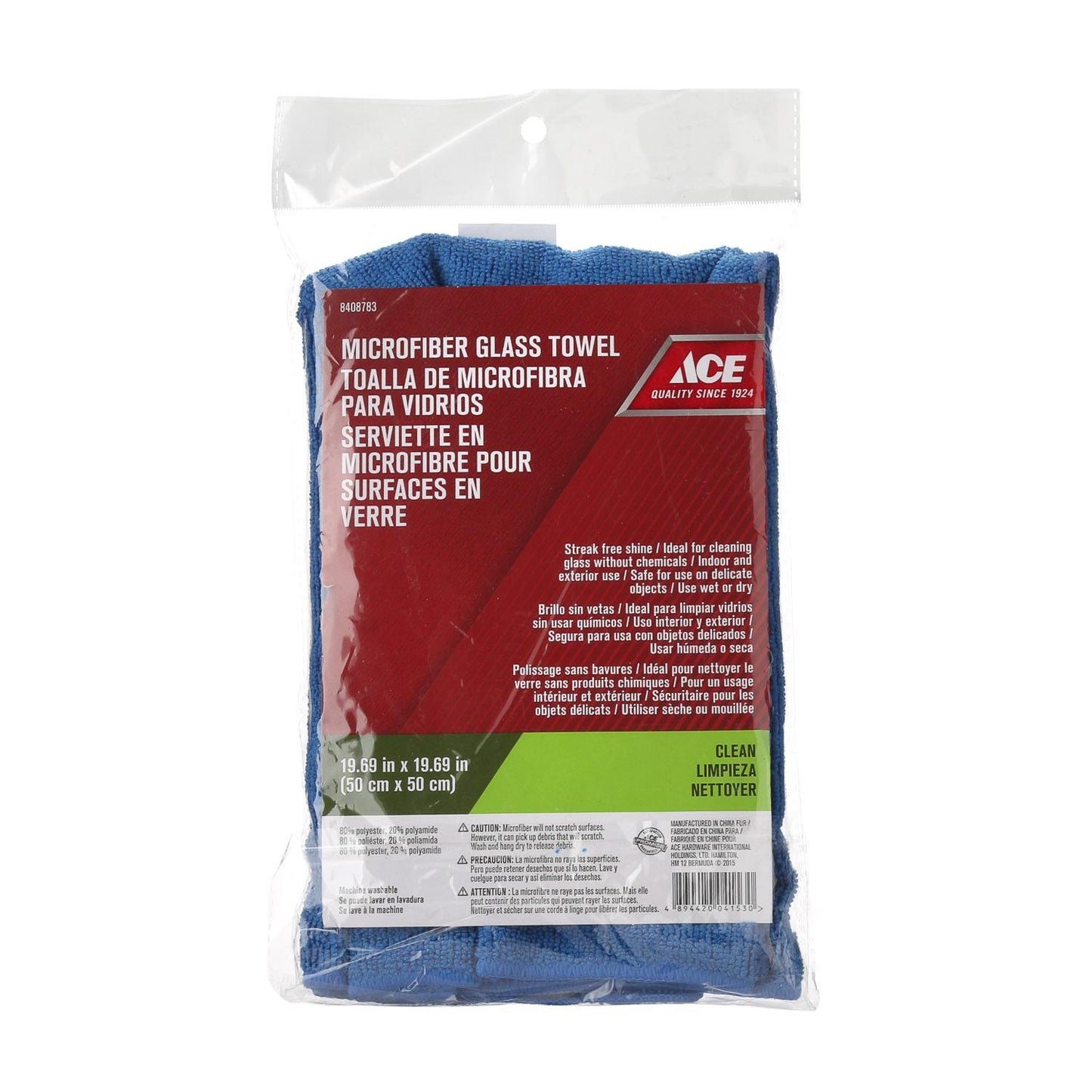 ACE 50x50cm Microfiber Glass Towel - Blue