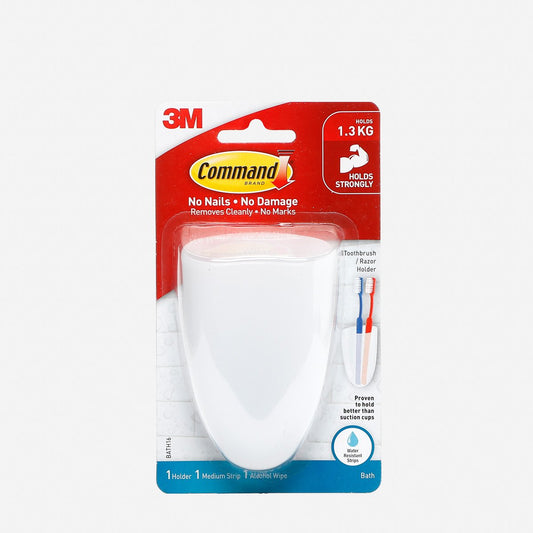 3M Command Toothbrush and Razor Holder – Frosted White