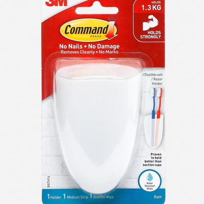 3M Command Toothbrush and Razor Holder – Frosted White