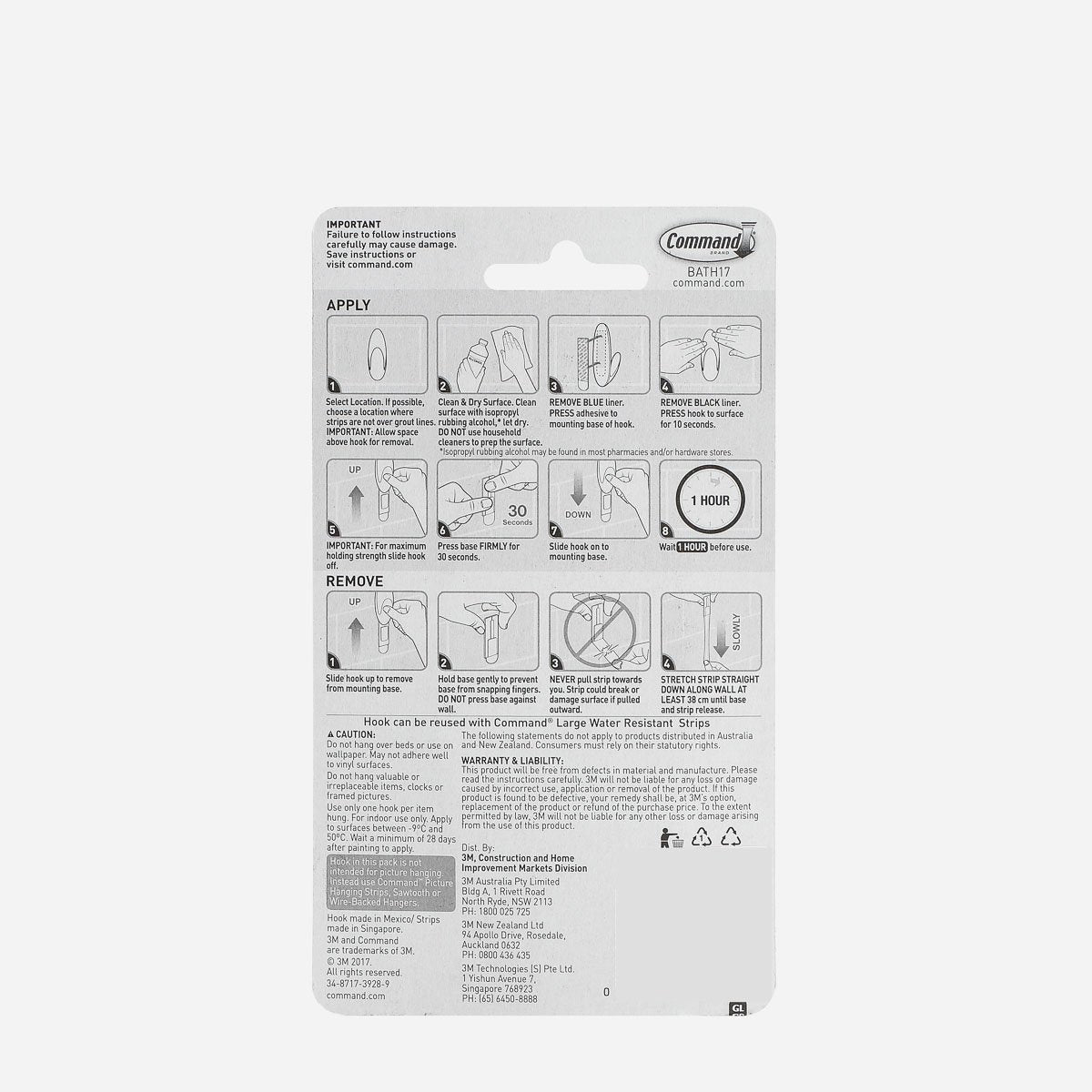 3M Command Large Towel Hook – Frosted White