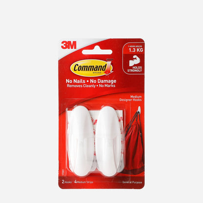 3M Command Medium Designer Hook – White