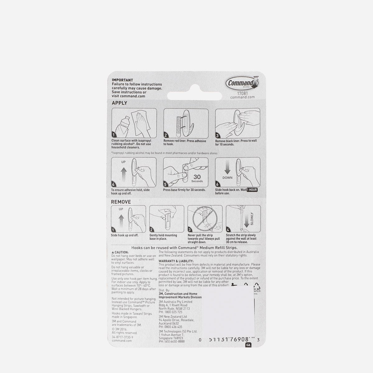 3M Command Medium Designer Hook – White