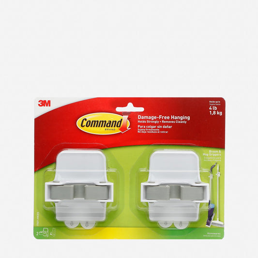 3M Command Broom Gripper - White and Gray 2pk.