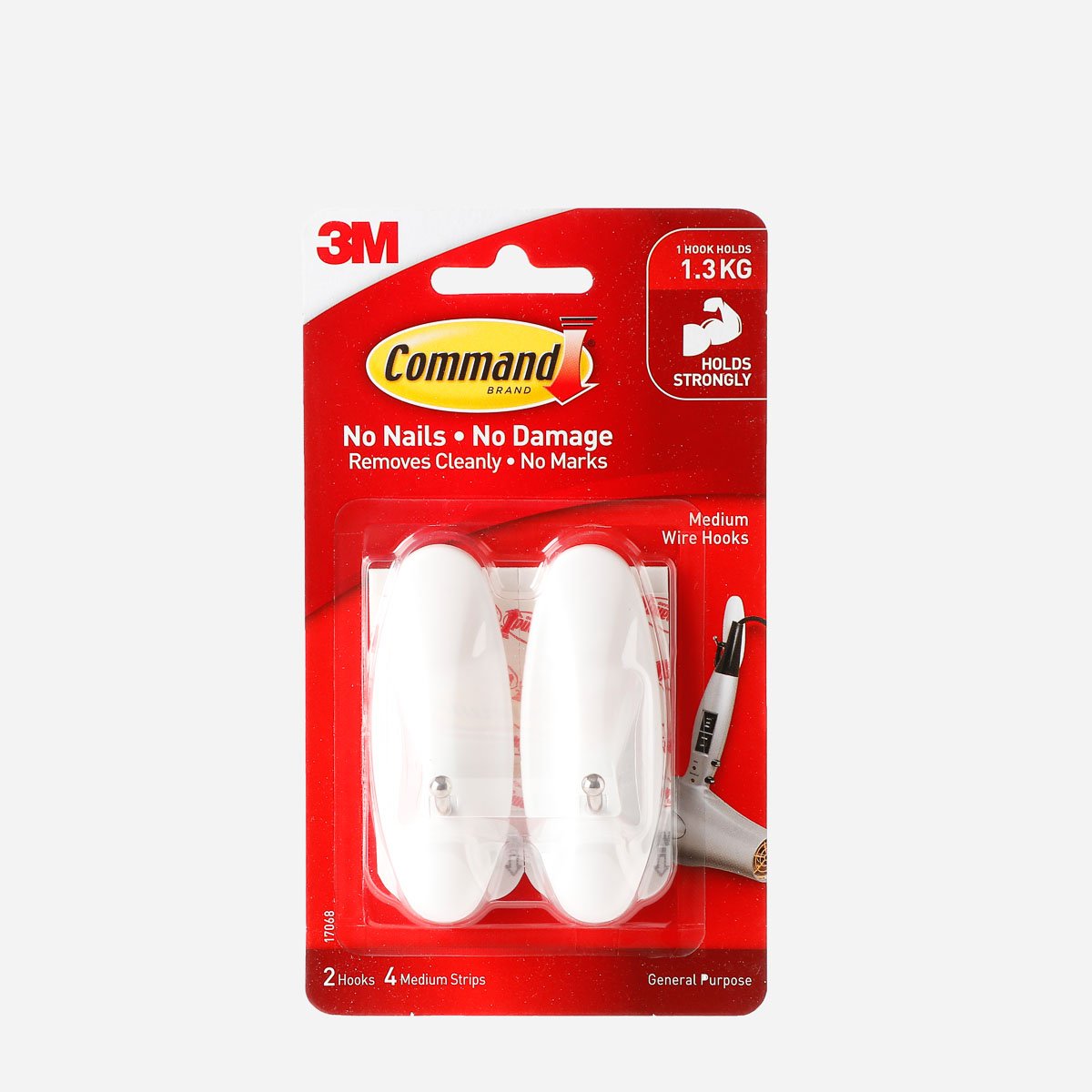 3M Command Medium Wire Hook - White 2pk.