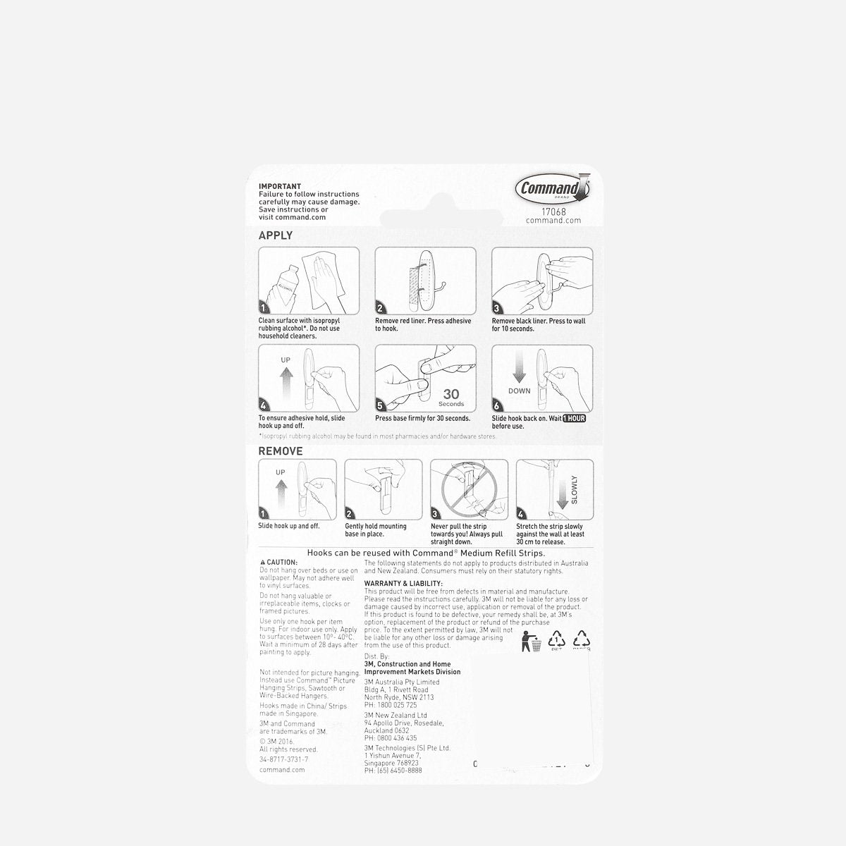 3M Command Medium Wire Hook - White 2pk.