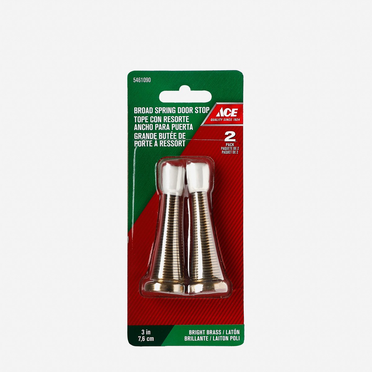 ACE 2-Pack Broad Spring Door Stop 3in. Set – Bright Brass
