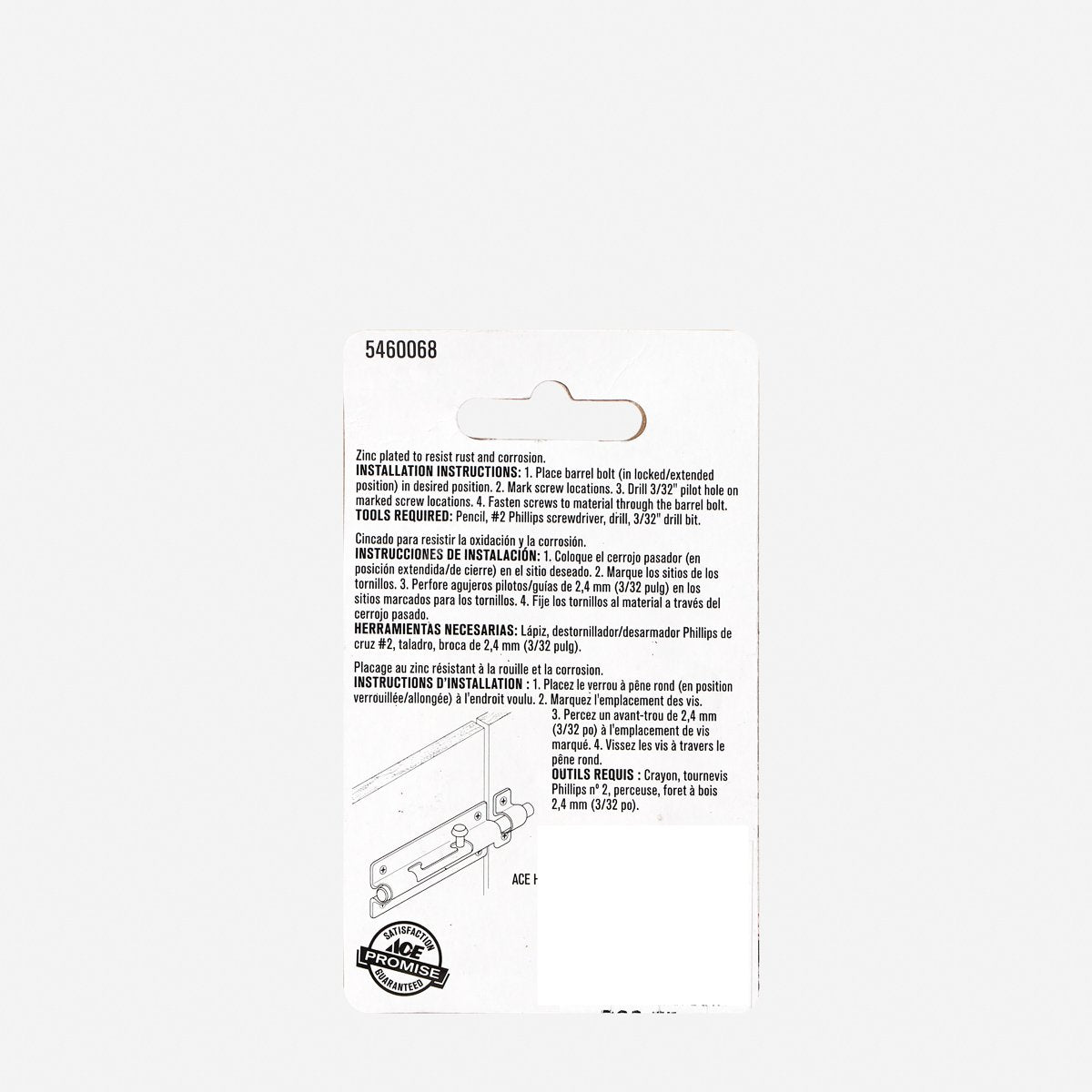 ACE Barrel Bolt Zinc Alloy