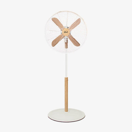 ASAHI 16in. Stand Fan Wood Design - White (XF6077)
