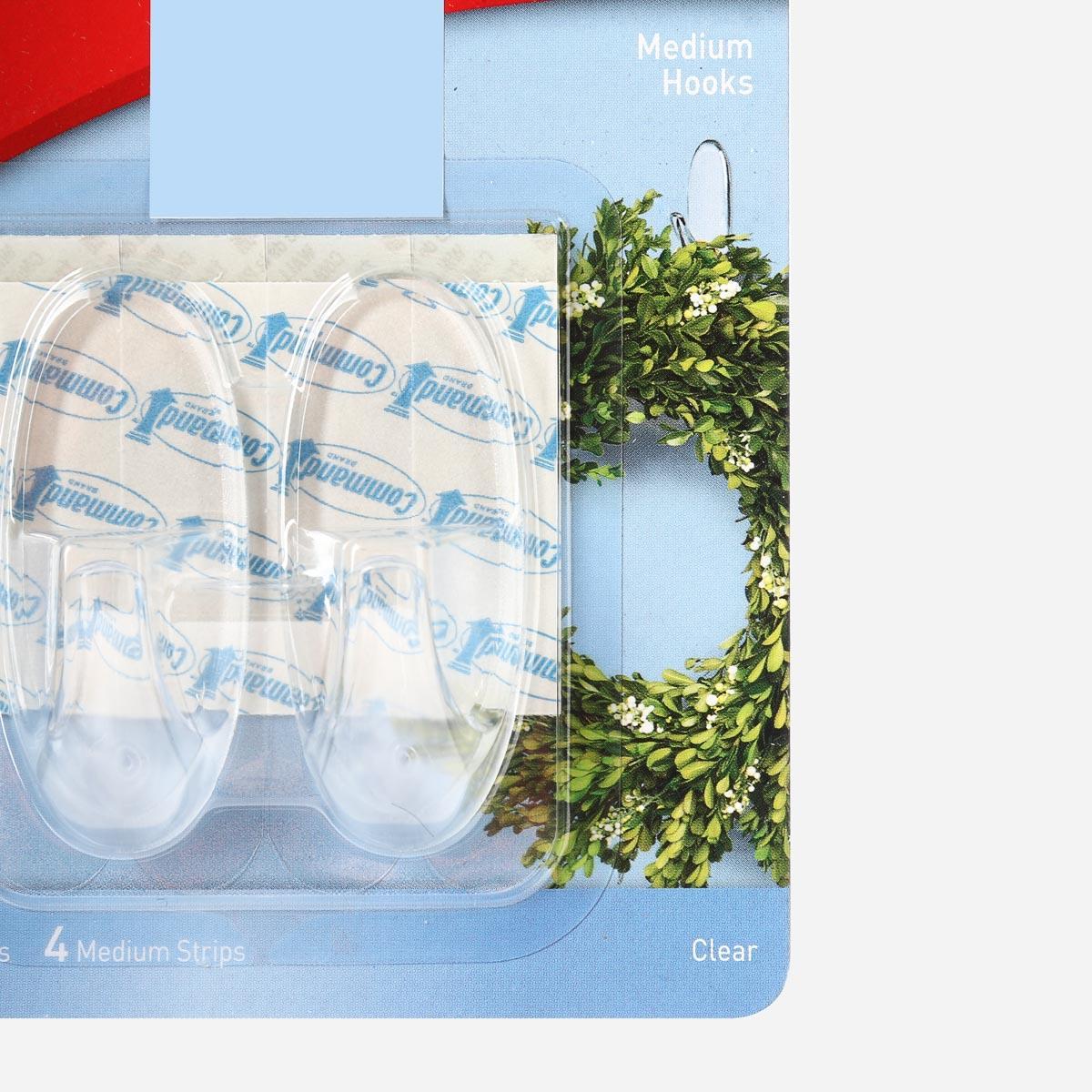 3M Command Medium Hooks - Clear 2pk.