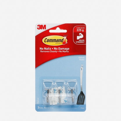 3M Command Mini Utensil Hooks - Clear 3pk.