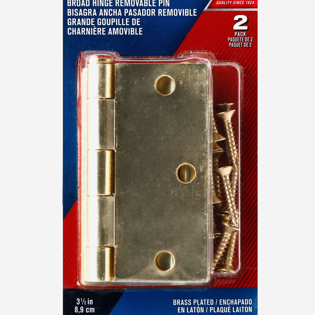 ACE 3.5" Broad Hinge Removable Pin Set - Brass Plated 2pk.