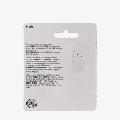 ACE Flat Corner Brace 2 1/2x1/2 Zinc