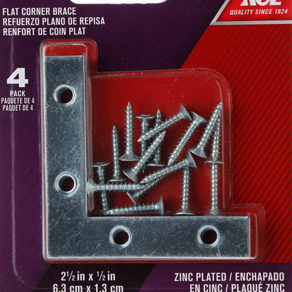 ACE Flat Corner Brace 2 1/2x1/2 Zinc