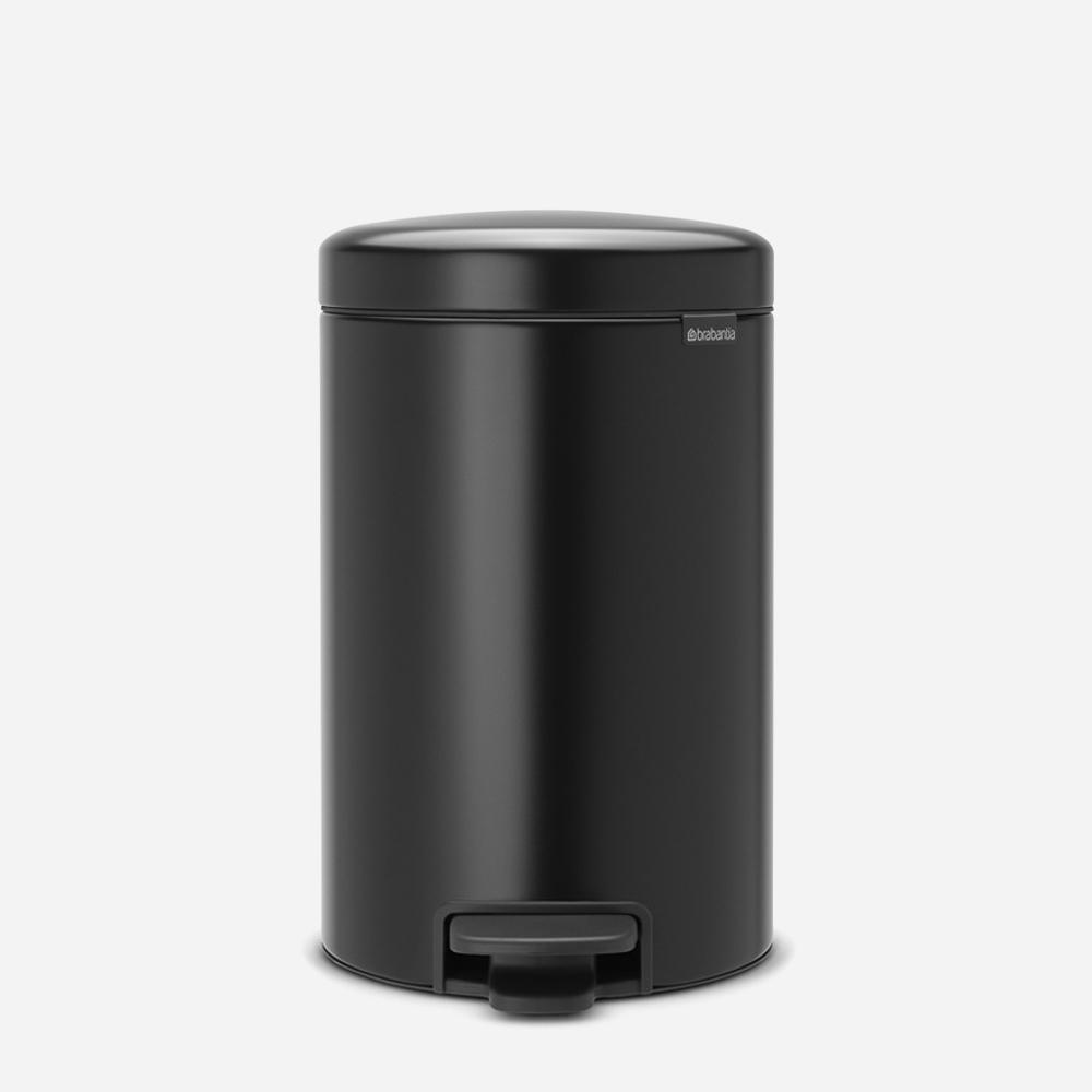 BRABANTIA 12L Pedal Bin NewIcon Plastic Inner Bucket - Matt Black