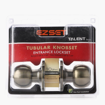 EZSET Talent Series Antique Brass Entrance Tubular Doorknob Lock Set