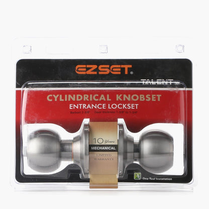 EZSET Talent Series Stainless Steel Entrance Cylindrical Doorknob Lock Set