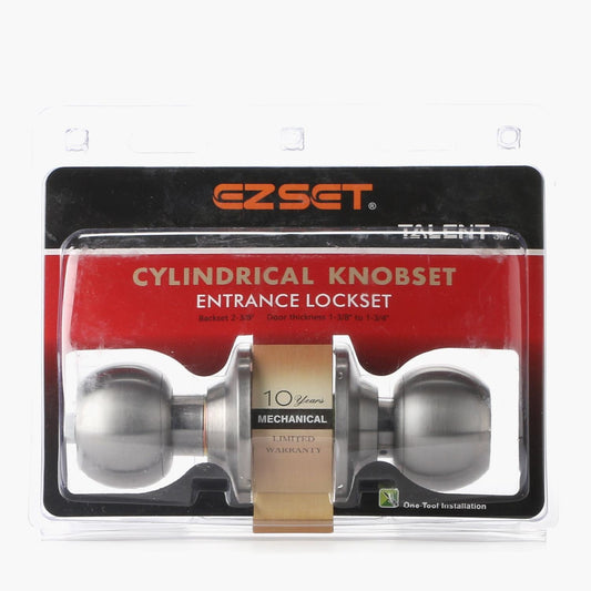 EZSET Talent Series Stainless Steel Entrance Cylindrical Doorknob Lock Set