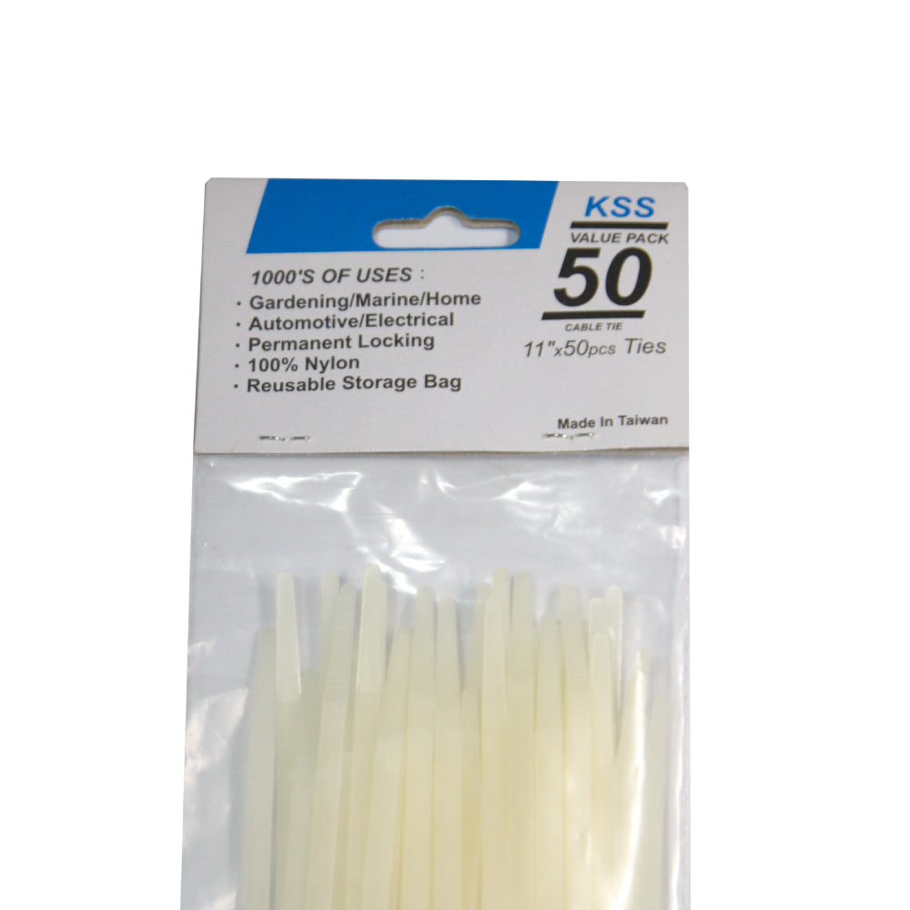 KL & LING 11" Cable Tie - Natural (50pc.)