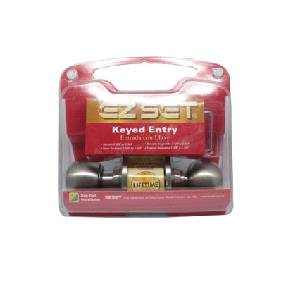 EZSET Satin Stainless Steel Tubular Entrance Knobset