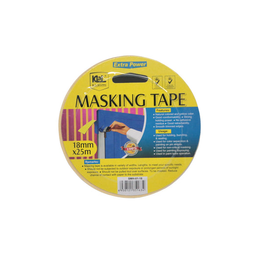 KL & LING 18mmx25m Masking Tape - Natural Color