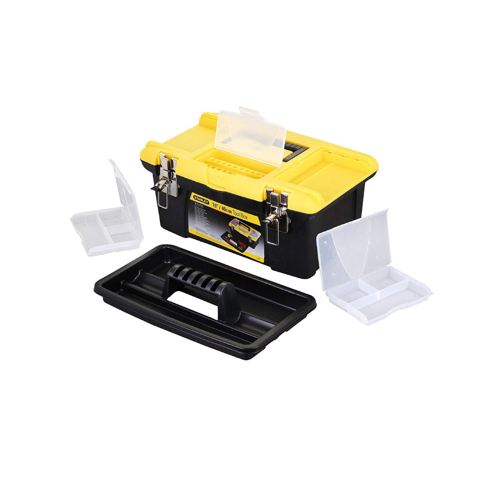 STANLEY 16" Plastic Tool Box with Organizer and Bit Holder